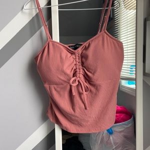 Pale Pink DEREK HEART front tie tank top